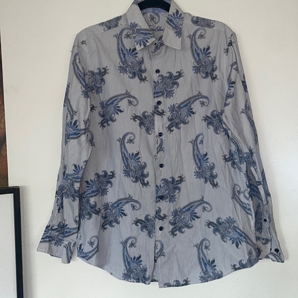 TASSO ELBA paisley Size Medium 15-15 1/2 100% Cotton Shirt - Picture 1 of 5